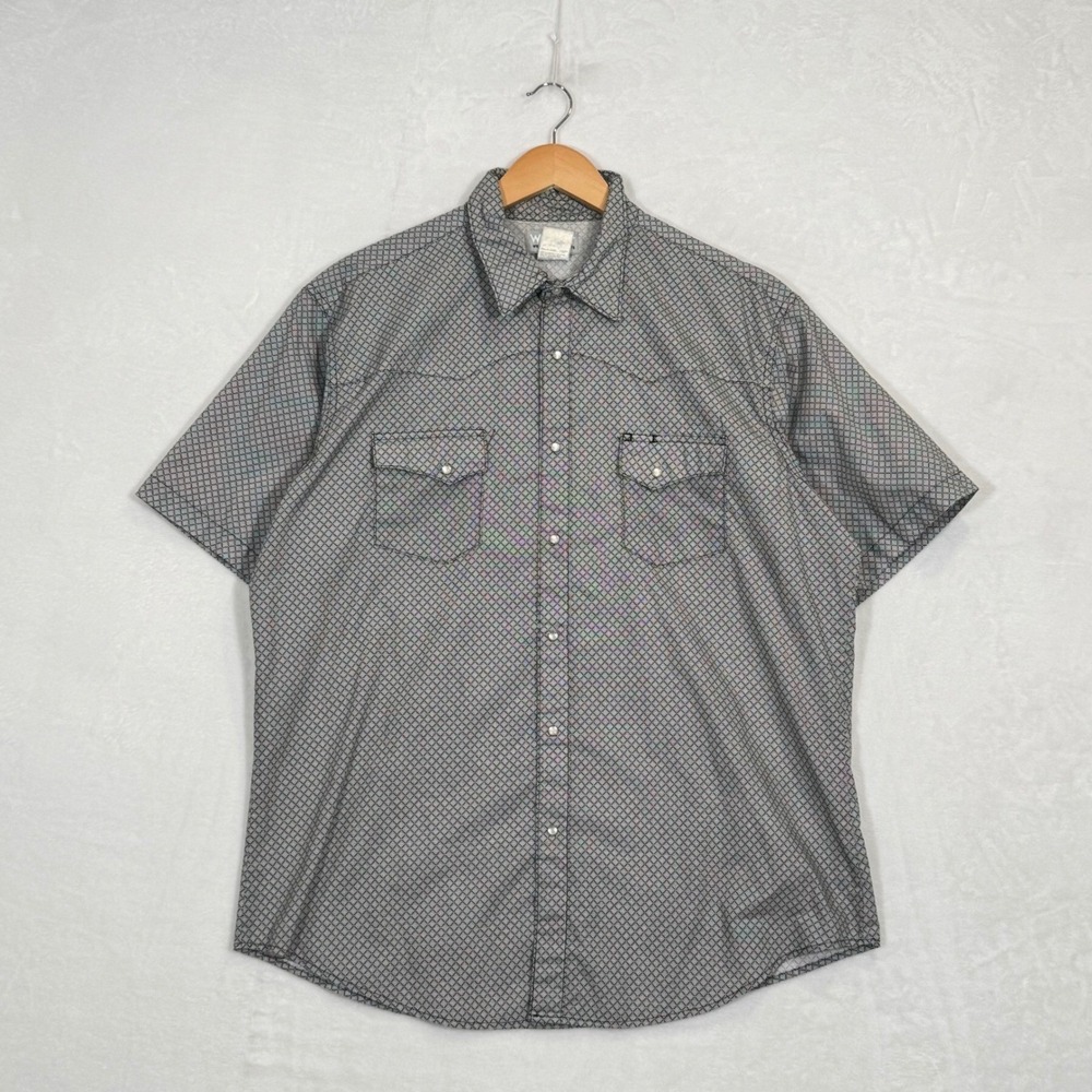 Wrangler White & Black Geometric Pearl Snap Western Shirt XL